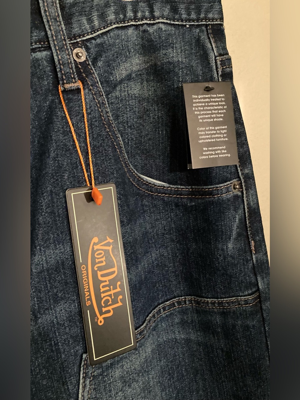Von Dutch Indigo Blue Cargo Denim Jeans w/ Brand Patch - Picture 7 of 10